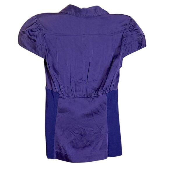 BCBGMAXAZRIA Women's Purple Button-Up Top - Picture 2 of 4